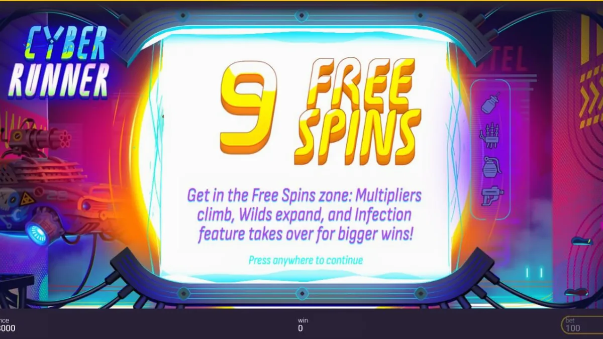 Cyber Runner slot machine neon cyberpunk theme